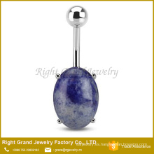 Quirúrgico clavijas Set Semi preciosas piedra Oval morado anillo en el ombligo